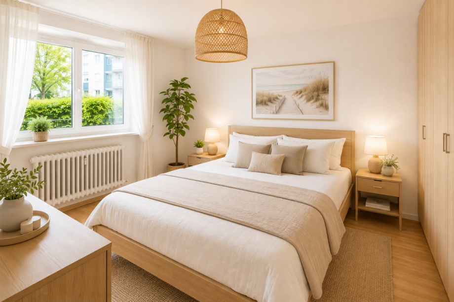 Schlafzimmer nach Umgestaltung Erdgeschosswohnung Scharbeutz